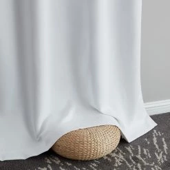 HLC.ME Faux Linen Curtains Dakota 100% Blackout Grommet Patio Door Panel - White