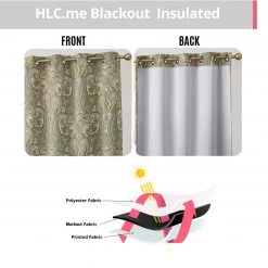 HLC.ME Paris Paisley Blackout Grommet Curtain Panels - Sage Green - Set Of 2 Blackout Curtains