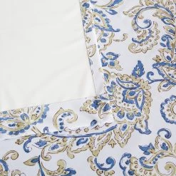 HLC.ME Blackout Curtains Amalfi Paisley 100% Blackout Grommet Curtain Panels - Blue/Yellow - Set Of 2