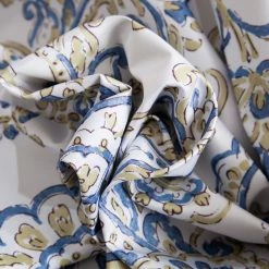 HLC.ME Blackout Curtains Amalfi Paisley 100% Blackout Grommet Curtain Panels - Blue/Yellow - Set Of 2