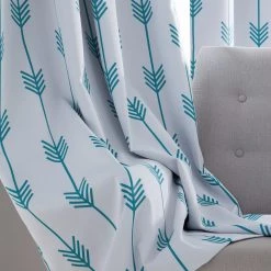 HLC.ME Blackout Curtains Arrow Print Blackout Grommet Curtain Panels - Platinum White/Teal Blue - Set Of 2