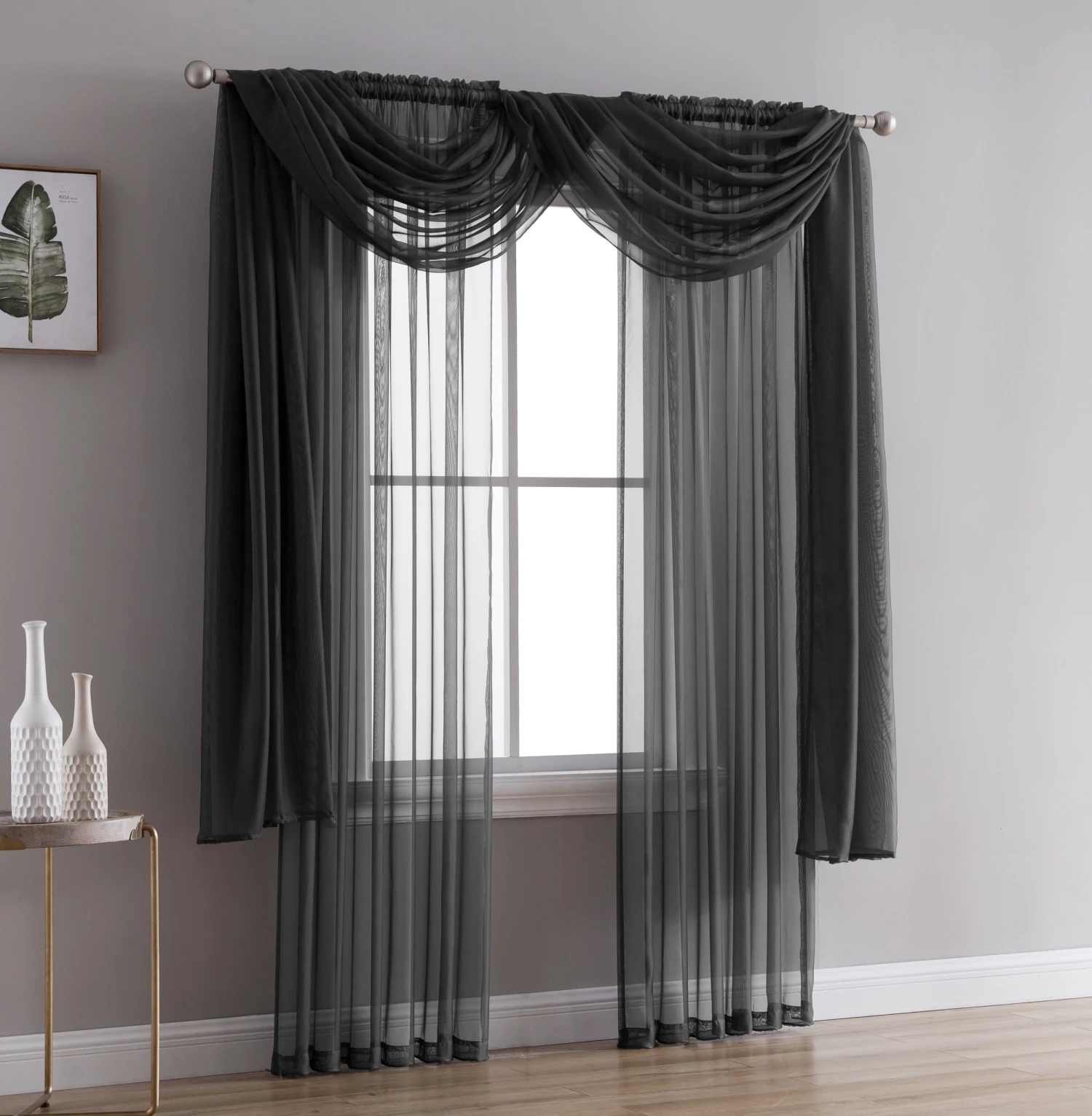 HLC.ME Lucento Sheer Window Scarf - Black 4 HLC.ME Lucento Sheer Window Scarf - Black