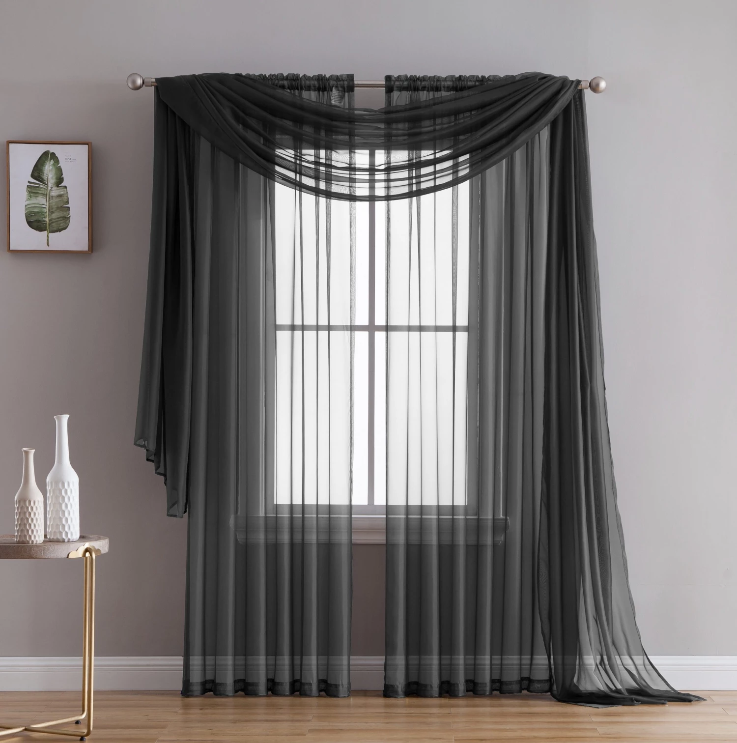 HLC.ME Lucento Sheer Window Scarf - Black 5 HLC.ME Lucento Sheer Window Scarf - Black