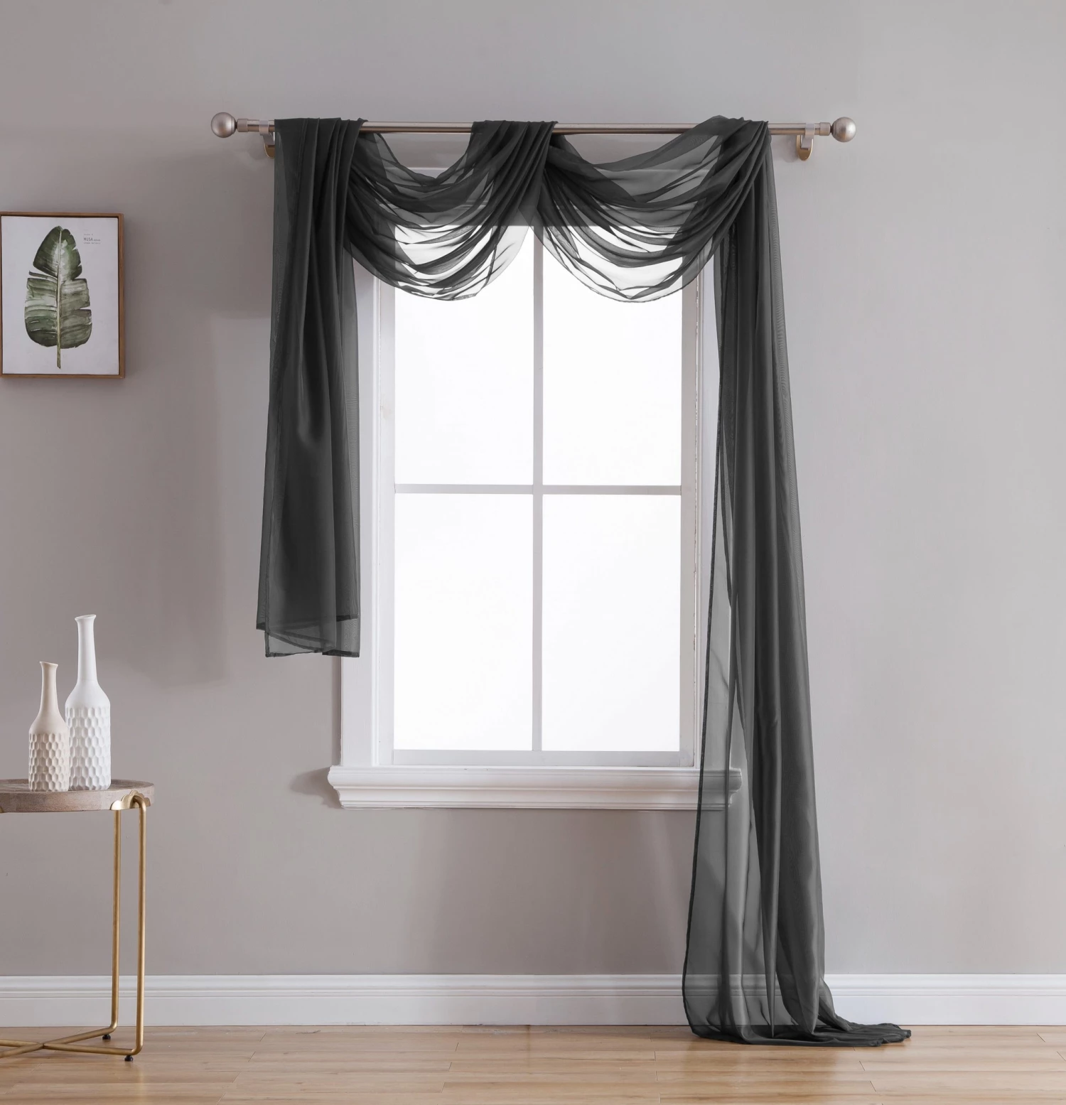 HLC.ME Lucento Sheer Window Scarf - Black 3 HLC.ME Lucento Sheer Window Scarf - Black