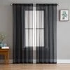HLC.ME Lucento Sheer Rod Pocket Curtain Panels - Black - Set Of 2 Sheer Curtains