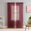 HLC.ME Lucento Sheer Rod Pocket Curtain Panels - Burgundy - Set Of 2 Sheer Curtains 2 HLC.ME Lucento Sheer Rod Pocket Curtain Panels - Burgundy - Set Of 2 Sheer Curtains