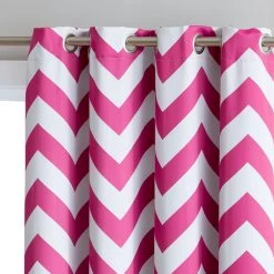 HLC.ME Chevron Print Blackout Grommet Curtain Panels - Hot Pink - Set Of 2