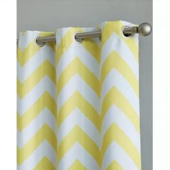 HLC.ME Chevron Print Blackout Grommet Curtain Panels - Bright Yellow - Set Of 2