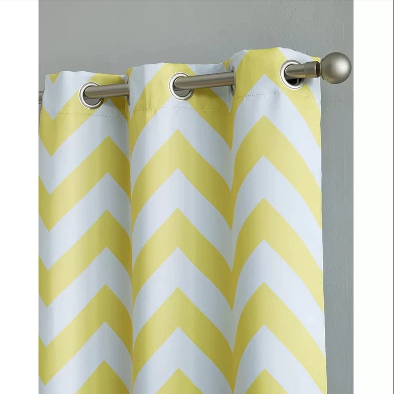 HLC.ME Chevron Print Blackout Grommet Curtain Panels - Bright Yellow - Set Of 2 4 HLC.ME Chevron Print Blackout Grommet Curtain Panels - Bright Yellow - Set Of 2