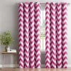 HLC.ME Chevron Print Blackout Grommet Curtain Panels - Hot Pink - Set Of 2