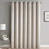 HLC.ME Faux Linen Curtains Redmont Lattice Blackout Grommet Patio Door Panel - Ivory