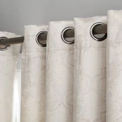 HLC.ME Faux Linen Curtains Redmont Lattice Blackout Grommet Patio Door Panel - Ivory