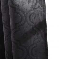 HLC.ME Redmont Lattice Blackout Grommet Curtain Panels - Dark Grey - Set Of 2