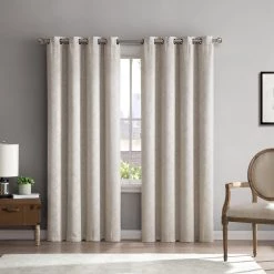 HLC.ME Blackout Curtains Redmont Lattice Blackout Grommet Curtain Panels - Ivory - Set Of 2