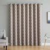 HLC.ME Faux Linen Curtains Lattice Print Blackout Grommet Patio Door Panel - Taupe 2 HLC.ME Faux Linen Curtains Lattice Print Blackout Grommet Patio Door Panel - Taupe