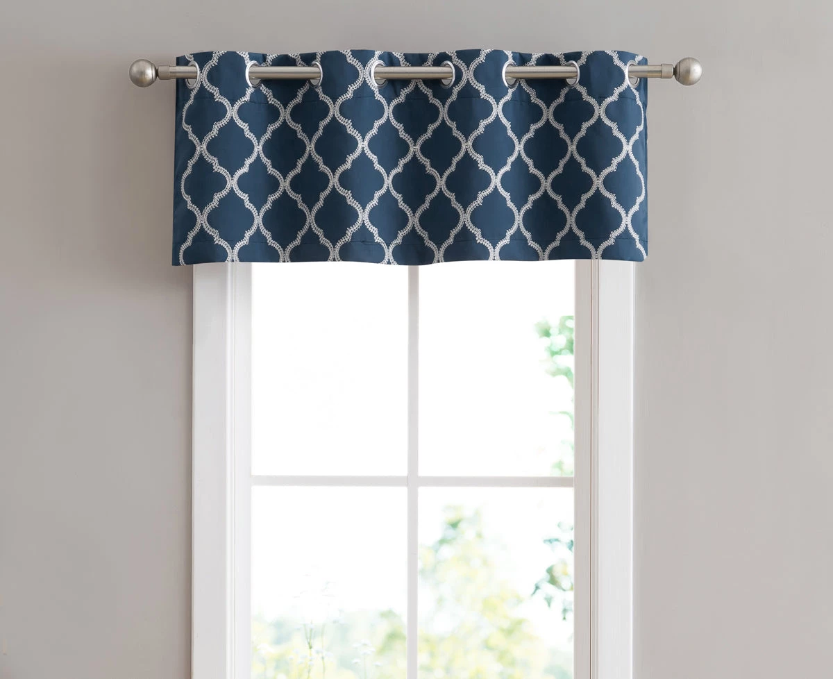 HLC.ME Lattice Embroidered Blackout Grommet Valance - Teal 3 HLC.ME Lattice Embroidered Blackout Grommet Valance - Teal