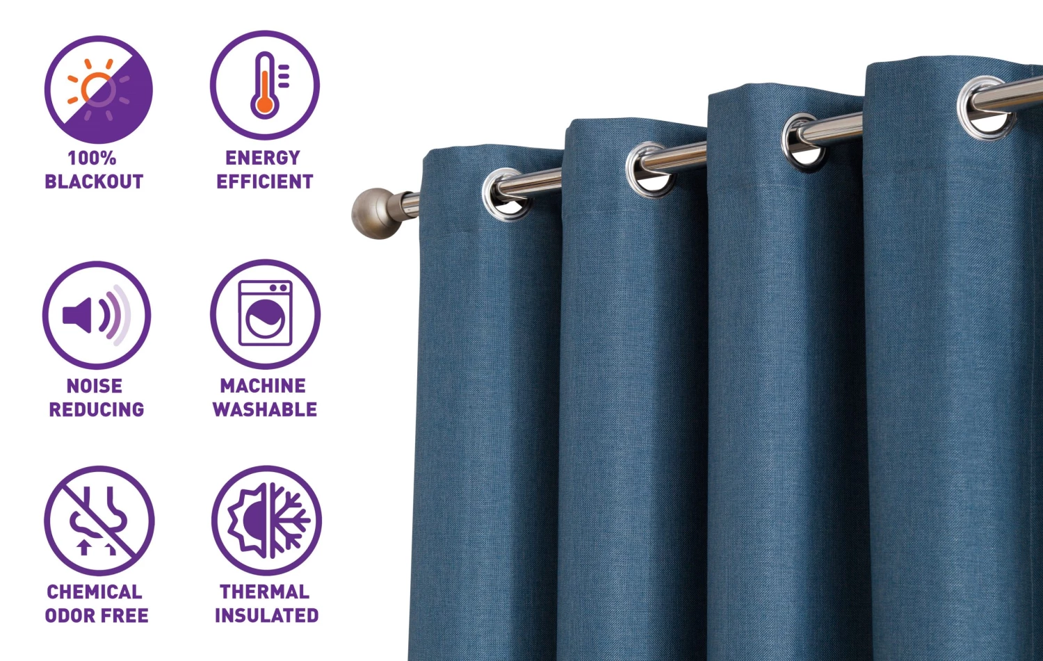 HLC.ME Textured Lined 100% Blackout Grommet Patio Door Panel - Teal Faux Linen Curtains 4 HLC.ME Textured Lined 100% Blackout Grommet Patio Door Panel - Teal Faux Linen Curtains