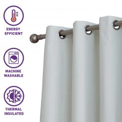 HLC.ME Blackout Curtains Textured Lined 100% Blackout Grommet Curtain Panels - Ivory - Set Of 2