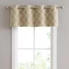 HLC.ME Lattice Embroidered Blackout Grommet Valance - Taupe Faux Linen Curtains