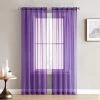 HLC.ME Lucento Sheer Rod Pocket Curtain Panels - Purple - Set Of 2 Sheer Curtains
