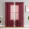 HLC.ME Sheer Grommet Curtain Panels - Burgundy - Set Of 2 Sheer Curtains 1 HLC.ME Sheer Grommet Curtain Panels - Burgundy - Set Of 2 Sheer Curtains