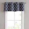 HLC.ME Lattice Embroidered Blackout Grommet Valance - Grey Faux Linen Curtains