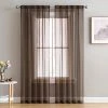HLC.ME Lucento Sheer Rod Pocket Curtain Panels - Chocolate Brown - Set Of 2
