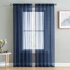 HLC.ME Lucento Sheer Rod Pocket Curtain Panels - Navy Blue - Set Of 2