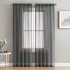 HLC.ME Sheer Curtains Lucento Sheer Rod Pocket Curtain Panels - Charcoal Grey - Set Of 2
