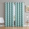 HLC.ME Blackout Curtains Chevron Print Blackout Grommet Curtain Panels - Mint Green - Set Of 2