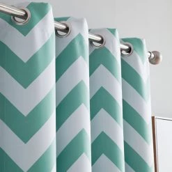 HLC.ME Blackout Curtains Chevron Print Blackout Grommet Curtain Panels - Mint Green - Set Of 2