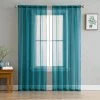 HLC.ME Lucento Sheer Rod Pocket Curtain Panels - Grey Teal - Set Of 2