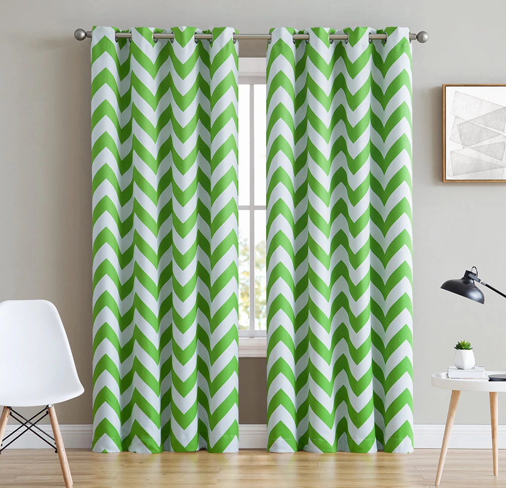 HLC.ME Chevron Print Blackout Grommet Curtain Panels - Lime Green - Set Of 2 Blackout Curtains 3 HLC.ME Chevron Print Blackout Grommet Curtain Panels - Lime Green - Set Of 2 Blackout Curtains