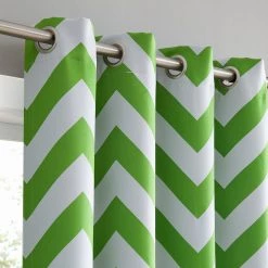 HLC.ME Chevron Print Blackout Grommet Curtain Panels - Lime Green - Set Of 2 Blackout Curtains