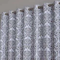 HLC.ME Damask Print 100% Blackout Grommet Patio Door Panel - Platinum White/Grey