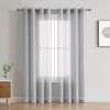 HLC.ME Sheer Grommet Curtain Panels - Silver Grey - Set Of 2
