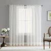 HLC.ME Lucento Sheer Rod Pocket Curtain Panels - Ivory - Set Of 2