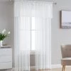 HLC.ME Lucento Sheer Rod Pocket Valance - Ivory - Set Of 2 Faux Linen Curtains