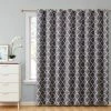 HLC.ME Lattice Print Blackout Grommet Patio Door Panel - Grey Faux Linen Curtains