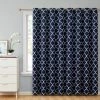 HLC.ME Faux Linen Curtains Lattice Print Blackout Grommet Patio Door Panel - Navy Blue
