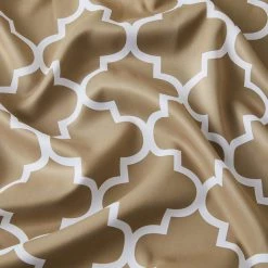 HLC.ME Faux Linen Curtains Lattice Print Blackout Grommet Patio Door Panel - Taupe