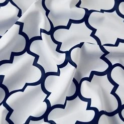 HLC.ME Lattice Print Blackout Grommet Patio Door Panel - Platinum White/Navy Blue Faux Linen Curtains 10 HLC.ME Lattice Print Blackout Grommet Patio Door Panel - Platinum White/Navy Blue Faux Linen Curtains