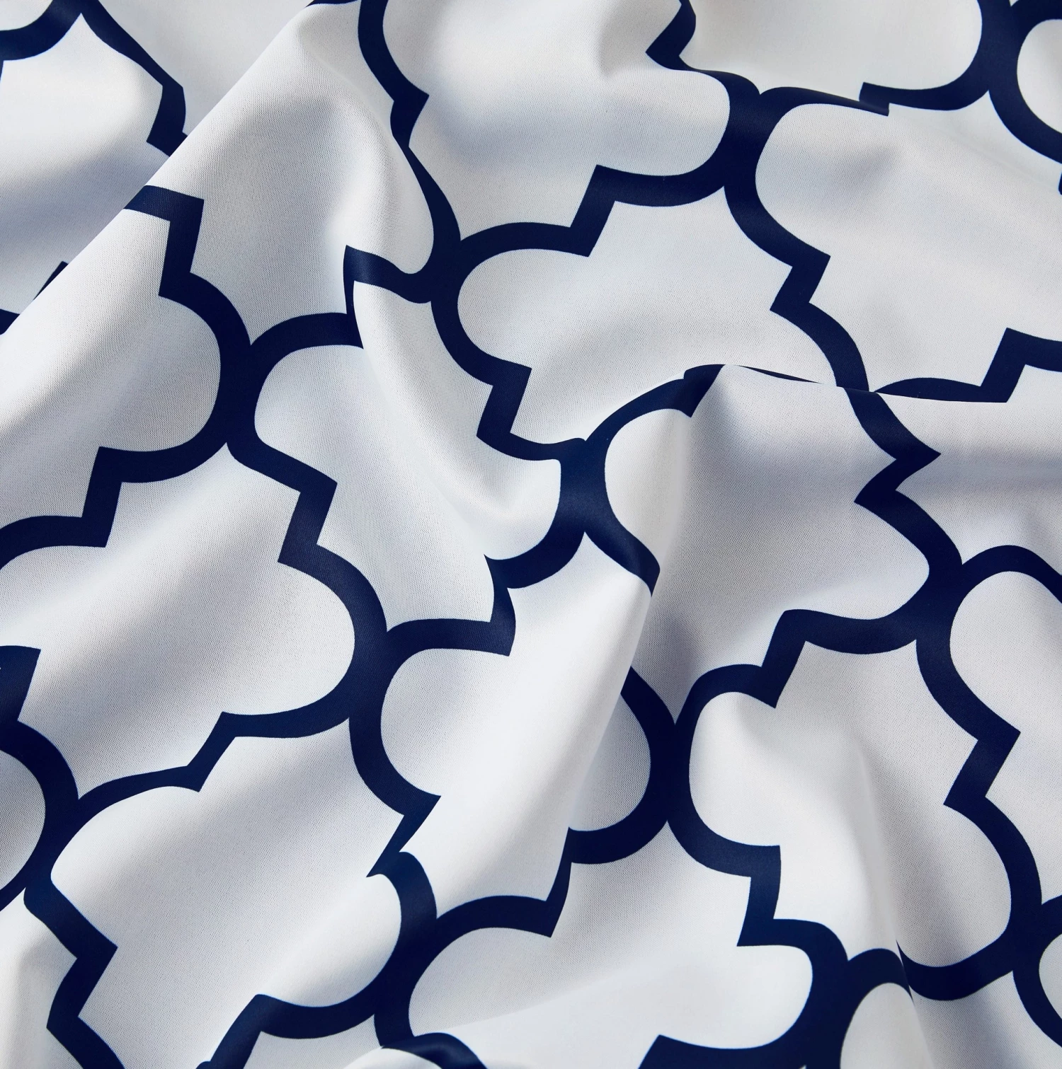 HLC.ME Lattice Print Blackout Grommet Patio Door Panel - Platinum White/Navy Blue Faux Linen Curtains 5 HLC.ME Lattice Print Blackout Grommet Patio Door Panel - Platinum White/Navy Blue Faux Linen Curtains