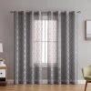 HLC.ME Sheer Curtains Lattice Burnout Sheer Grommet Curtain Panels - Grey - Set Of 2