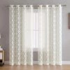 HLC.ME Sheer Curtains Lattice Burnout Sheer Grommet Curtain Panels - Ivory - Set Of 2