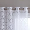 HLC.ME Sheer Curtains Lattice Burnout Sheer Grommet Curtain Panels - White - Set Of 2