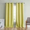 HLC.ME Lattice Print Blackout Grommet Curtain Panels - Bright Yellow - Set Of 2 Blackout Curtains 1 HLC.ME Lattice Print Blackout Grommet Curtain Panels - Bright Yellow - Set Of 2 Blackout Curtains