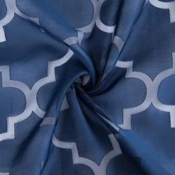 HLC.ME Lattice Burnout Sheer Grommet Curtain Panels - Navy Blue - Set Of 2