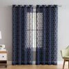 HLC.ME Lattice Burnout Sheer Grommet Curtain Panels - Navy Blue - Set Of 2