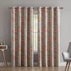HLC.ME Layla Floral 100% Blackout Grommet Curtain Panels - Coral Orange - Set Of 2